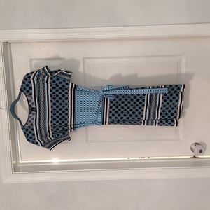 White House Black market geometric dress with wrap belt